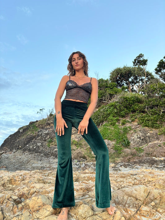 Zeppelin Velvet Flares (Deep Emerald)