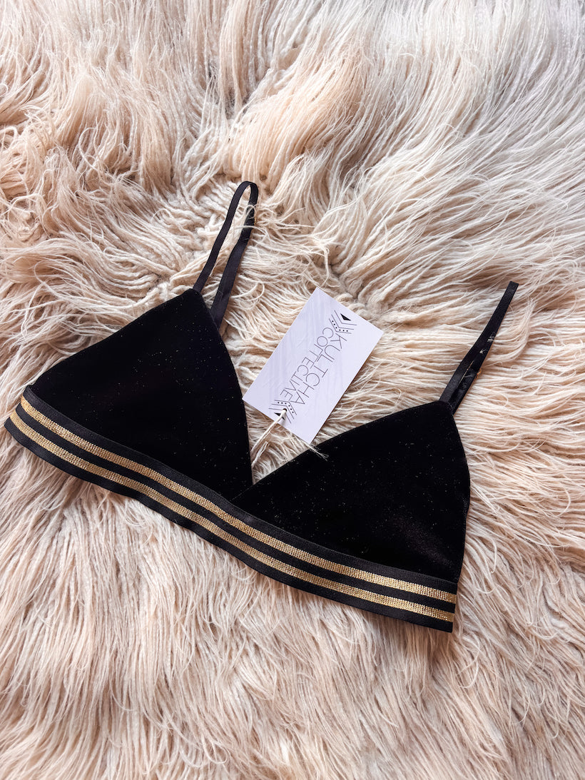 LIMITED EDITION! Black Velvet Crop with Gold accents