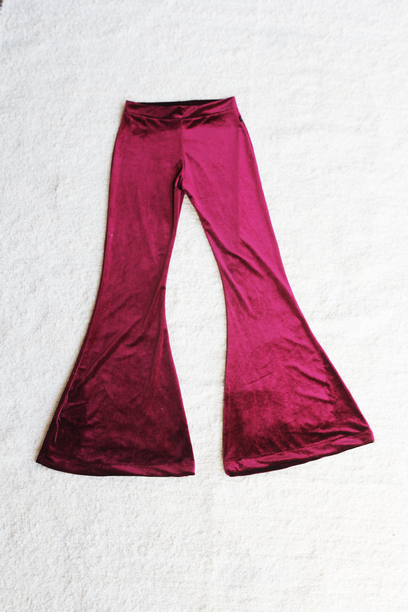 Cherry Velvet flares-Kultcha Collective