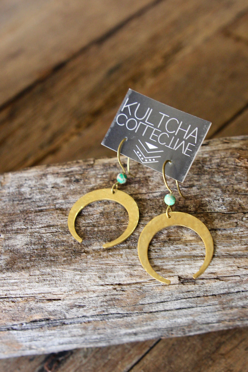 Crescent Earrings ~ Gold brass