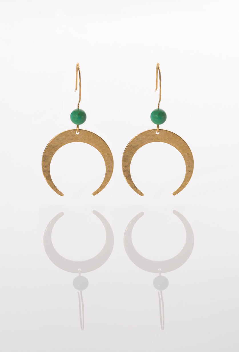 Crescent Earrings ~ Gold brass