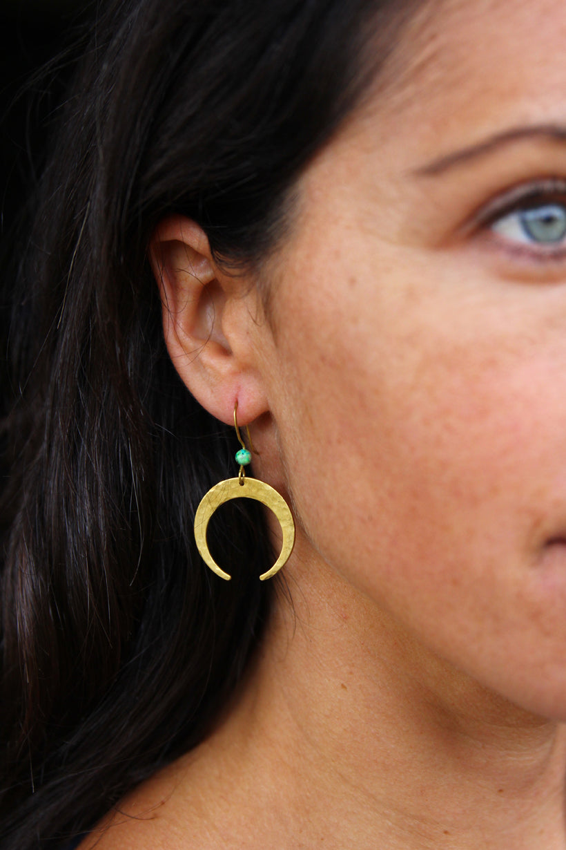 Crescent Earrings  ~ Gold brass