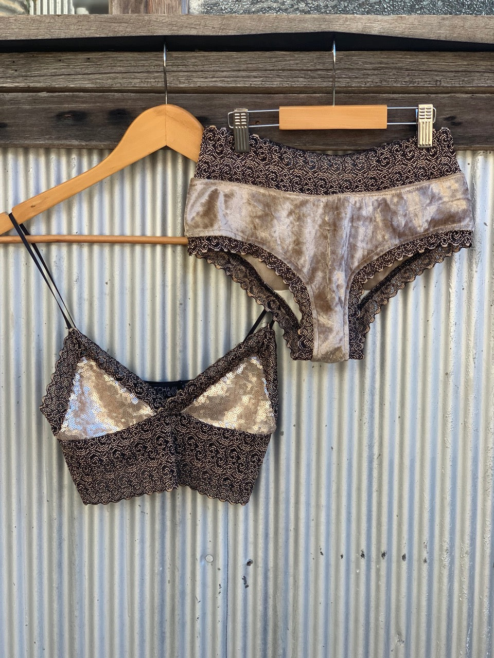 LIMITED EDITION Marbled oyster gold velvet knickers-Kultcha Collective