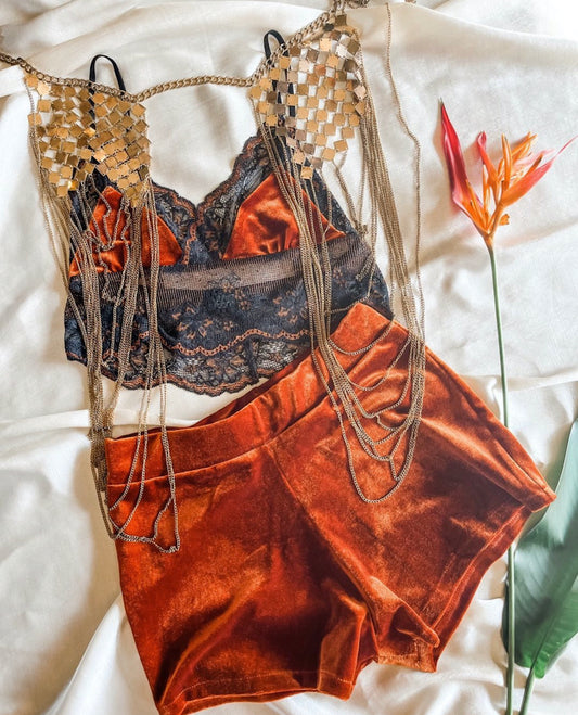 Zeppelin Velvet Shorties (Rust)